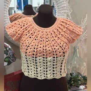 Handmade by me, mohair & wool cap sleeve cropped sweater size small to medium.